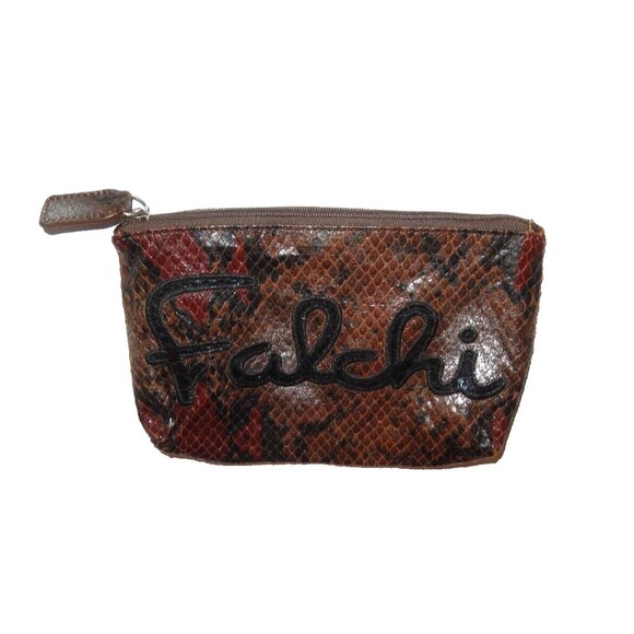 Carlos Falchi Fatto a Mano Shoulder Handbag Purse Brown Snakeskin Reptile Print - Picture 8 of 10